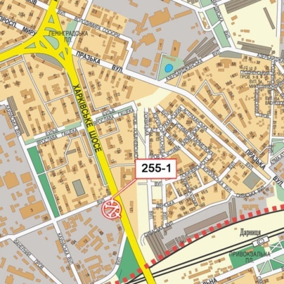 Схема рекламной плоскости по адресу Харьковское шоссе,48 направление Харьковской пл. (ТРЦ "МегаСити", Институт Химии)