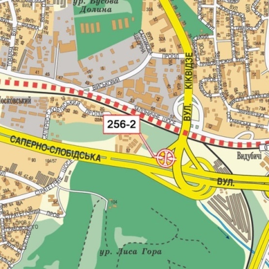 Схема рекламної площини за адресою Саперно-Слободская ул., (АЗС "WOG", "Строительная гильдия"), выезд с ул. Киквидзе на Южный мост