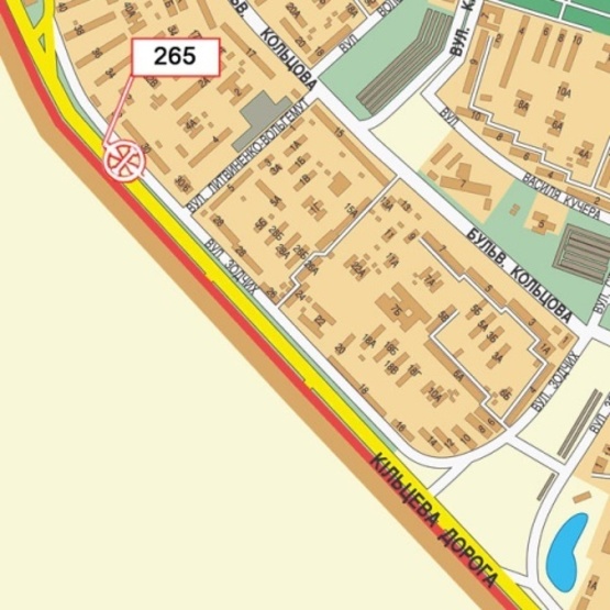 Схема рекламной плоскости по адресу Кольцевая дорога в районе ул. Зодчих, 30, (на разделительной полосе, АЗС "Shell"), по направлению Одесской пл.