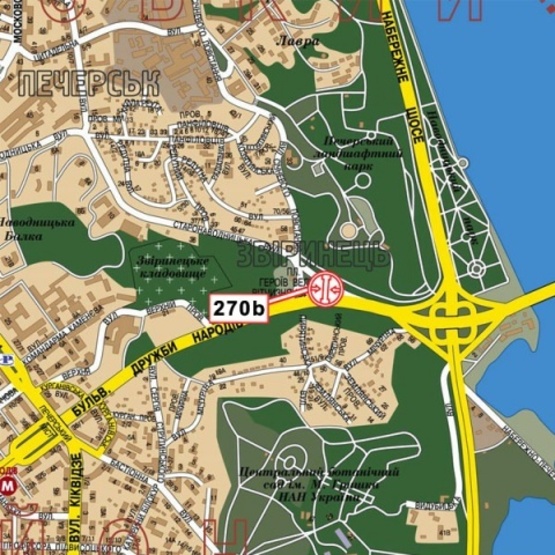 Схема рекламной плоскости по адресу Дружбы Народов бул., пл. Героев ВОВ (АЗС "WOG", АЗС "ANP", Музей истории Вов, сьезд с ул.Лаврской на дул.Дружбы Народов)