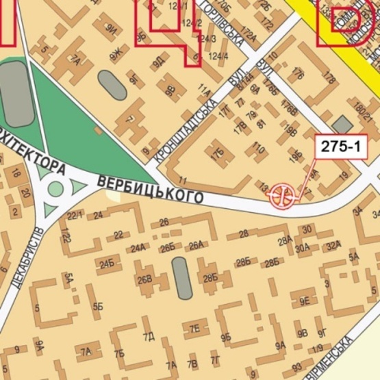 Схема рекламной плоскости по адресу Вербицкого ул., 15 (ТЦ "Фуршет", ОщадБанк) направ. к ТЦ "Кишеня" и ст. м.  Харьковская