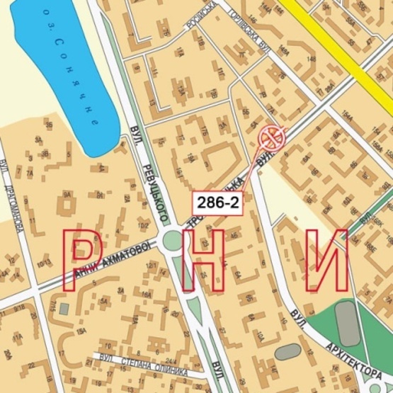 Схема рекламної площини за адресою Тростянецкая ул., 5 (ПравексБанк, по направ. к Харьковскому шоссе)