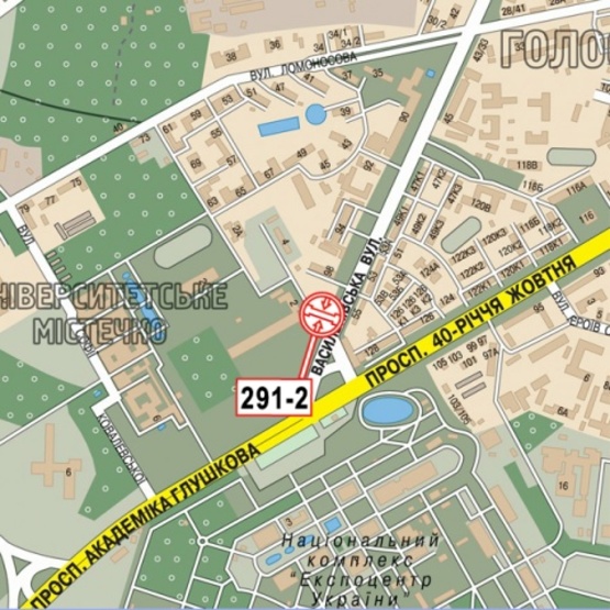 Схема рекламної площини за адресою Васильковская ул., напротив дома № 55 (ст. м.  "Васильковская"), "Институт биологии" КНУ, в направ. ул. Васильковской