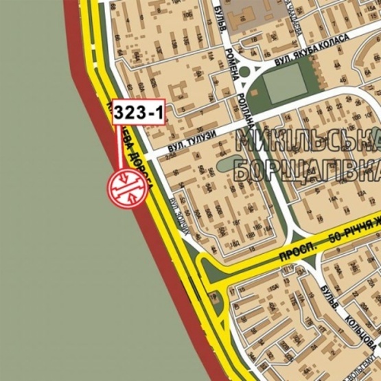Схема рекламной плоскости по адресу Кольцевая дорога, км 2+830 справа (возле "Фуршета"), Технополис, Електронмаш, АЗС "БРОМ", направ. Одесского шоссе