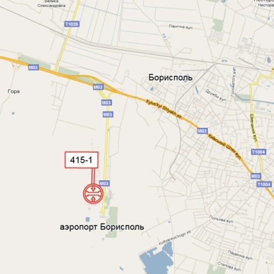 Схема рекламной плоскости по адресу Дорога в аэропорт "Борисполь", 2+850 метров (справа)