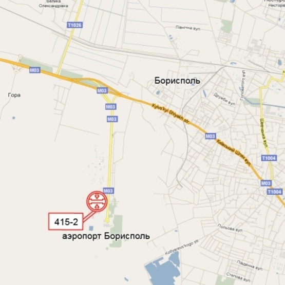 Схема рекламной плоскости по адресу Дорога из аэропорта "Борисполь", 2+850 метров (слева), в направл. Бориспольского шоссе