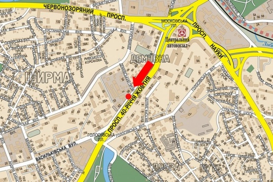 Схема рекламної площини за адресою Голосеевский пр-кт, 62, в напр. Голосеевской площ., розмежувач