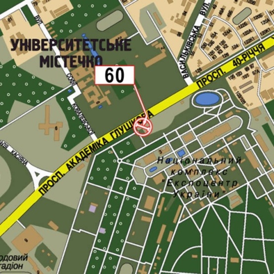 Схема рекламной плоскости по адресу Глушкова Ак. просп., 1, НВЦ, (200м. к ст. м. Выставочный центр, "Институт биологии" КНУ, Экспоцентр), в направ.Одесской пл.