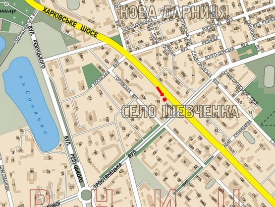 Схема рекламної площини за адресою Харьковское шоссе, 148, 100м до пересечения с ул. Тростянецкой