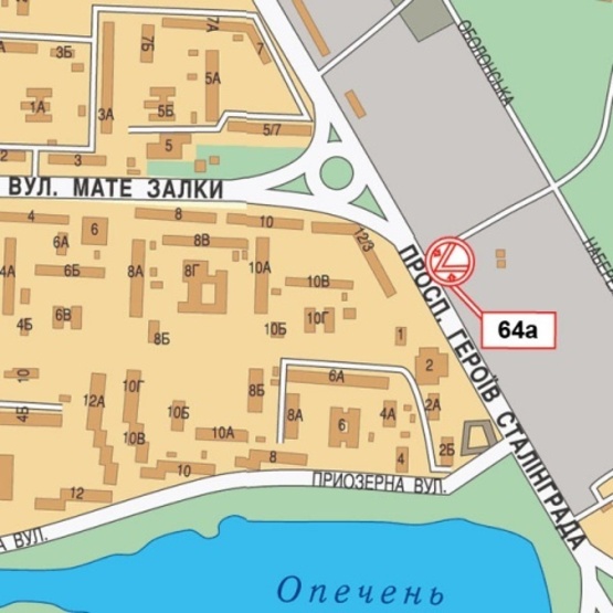 Схема рекламной плоскости по адресу Героев Сталинграда просп., 3 напротив дом №6, ("Автосоюз", ОщадБанк, Славистический Ун-т, "Oriental Dekor", УкрСибБанк), в направ. из города