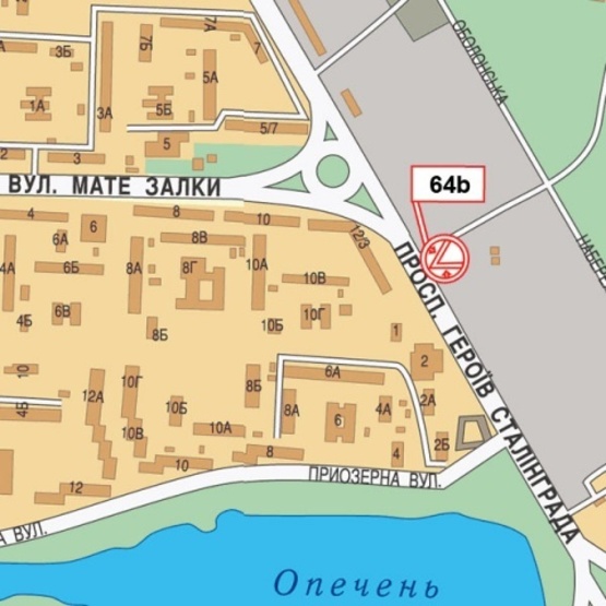 Схема рекламної площини за адресою Героев Сталинграда просп., 3 напротив дом №6, ("Автосоюз", ОщадБанк, Славистический Ун-т, "Oriental Dekor", УкрСибБанк), в направ. Московского прос.