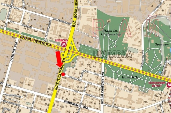 Схема рекламной плоскости по адресу Вадима Гетьмана ул. (бывшая Индустриальная ул.) - Победы пр-кт, в сторону Индустриального моста