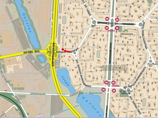 Схема рекламной плоскости по адресу Тимошенко Марш. ул./ул. Луговая, в сторону ТЦ "Каравана", на светофоре