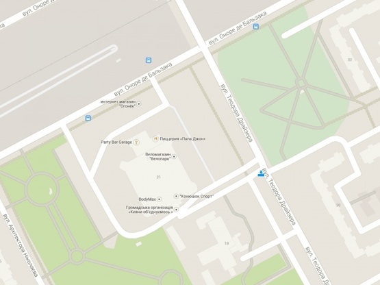 Схема рекламной плоскости по адресу Ул. Теодора Драйзера, 19 - ТЦ "Сильпо" (в направлении просп. Владимира Маяковского)