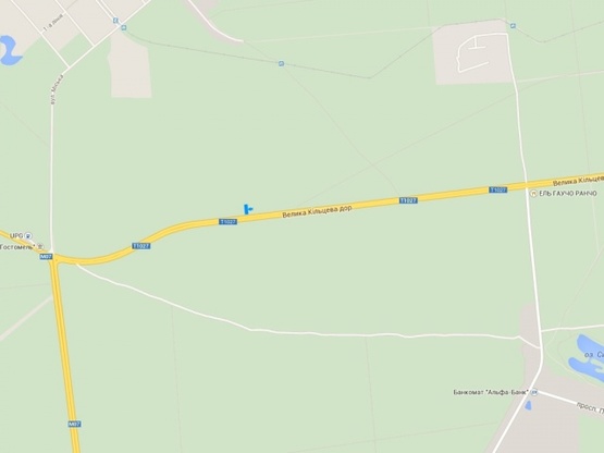 Схема рекламной плоскости по адресу Большая Кольцевая дорога, эл. оп. №22  (в направлении Гостомельское шоссе)