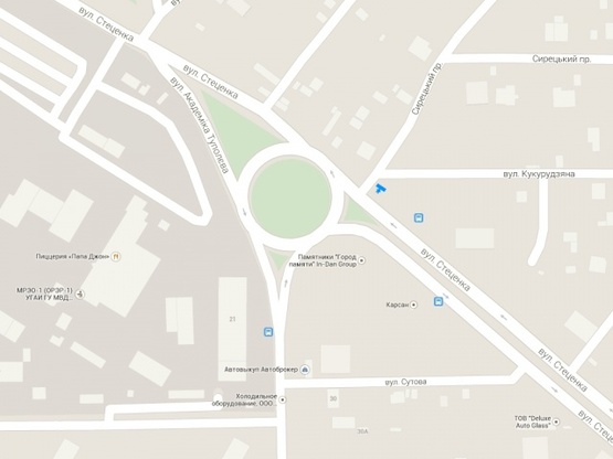 Схема рекламной плоскости по адресу Ул. Академика Туполева - ул. Стеценко (в направлении просп. Академика Палладина)