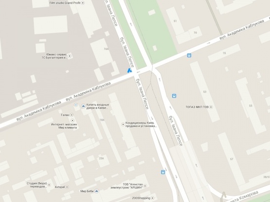 Схема рекламной плоскости по адресу Бул. Ивана Лепсе, 16 - ул. Академика Каблукова (в направлении ул. Василия Чумака)