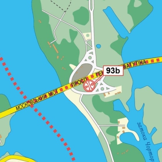 Схема рекламной плоскости по адресу Ватутина Ген. просп. (Московский мост), парк "Дружбы Народов", Вейкборд-школа «Адреналин», в направ. Московского прос, левый