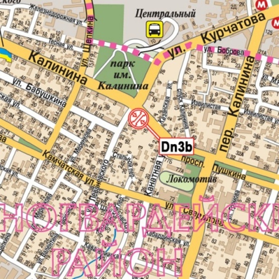 Схема рекламной плоскости по адресу Нигояна Сергея просп. (Калинина ул.) - Леваневского ул., (500м. к ст.м. Вокзальная, Парк им. Калинина, Армянская церковь), в направл. просп. Калинина