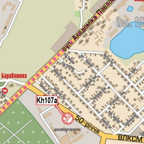 Схема рекламної площини за адресою Юбилейный просп. 182 (50-ти летия ВЛКСМ просп), (авторынок "Барабашово", АЗС "ОККО", магазин "Karolina Valiant", "Ковры Люкс"), в напавл. просп. 50-летия СССР