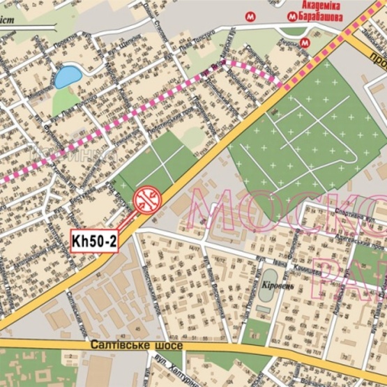 Схема рекламной плоскости по адресу Павлова Ак.ул. - Бестужева ул., (Декор Система, шиномонтаж, парк Памяти, Электронмаш), в направлении к  ТК"Барабашово", Окружной дороги