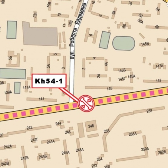 Схема рекламной плоскости по адресу Салтовское шоссе, 248, (ТЦ "Класс", маркет "АТБ", "Серебряный ручей", ПриватБанк, аптека "Здоровье"), в сторону Окружной дороги, на разделителе