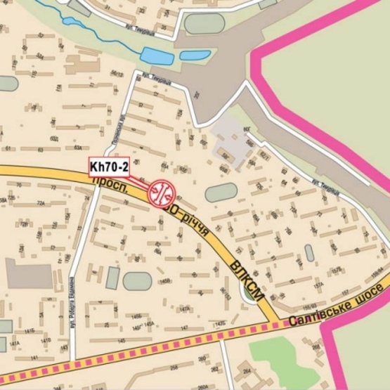 Схема рекламної площини за адресою Юбилейный просп.67(№1) (50-ти летия ВЛКСМ просп), (детская поликлиника №7, ПриватБанк, "Кулиничи"), в направл. Салтовского шоссе