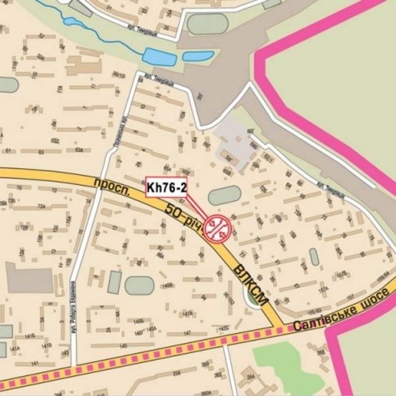 Схема рекламної площини за адресою Юбилейный просп. 69 (50-ти летия ВЛКСМ просп), (детская поликлиника №7, ПриватБанк, "Кулиничи"), в направл. Салтовского шоссе