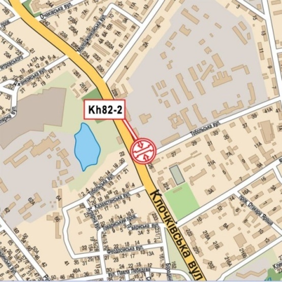 Схема рекламної площини за адресою Клочковская ул. - Тобольская ул., (Автомойка "Кузовной центр", “АК АВТО-ЛАКЦЕНТР”, Школьный Сад), направл. в город