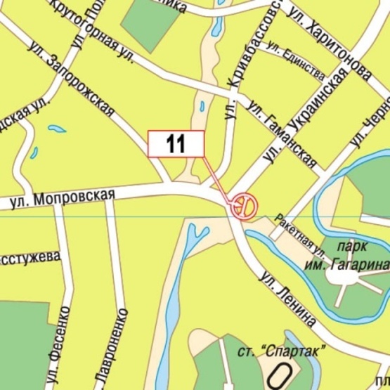 Схема рекламной плоскости по адресу Ленина ул. - Украинская ул. (маркет "VARUS", питомник "Smart Mustache", "TL auto", бытов.химия "Sano"), в направл. в центр города