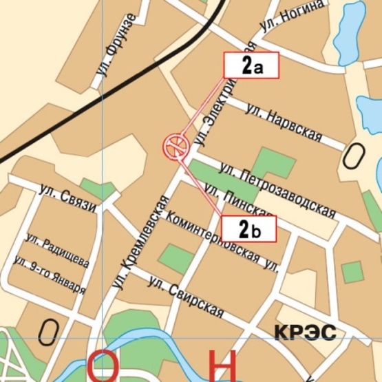 Схема рекламной плоскости по адресу ул. Электрическая/Кремлевская., район КРЭС, (тур-агенство "Мира-Тур", ПриватБанк, "Товары для дома", "Версаль", серв.центр "Киевстар"), в сторону центра города