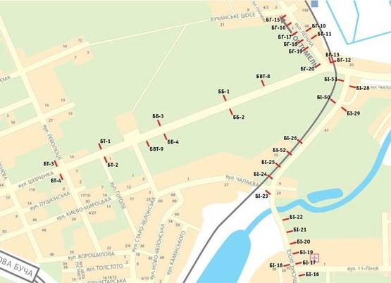 Схема рекламной плоскости по адресу пгт. Гостомель, ул. Ленина (на Киев)