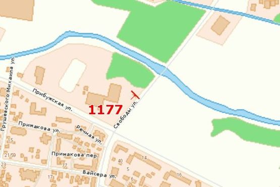 Схема рекламної площини за адресою Свободи вул. - Прибузька вул.