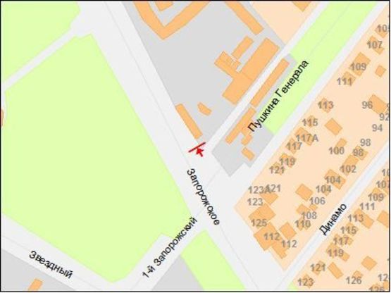 Схема рекламної площини за адресою Запорожское шоссе - Генерала  Пушкина ул., в сторону Хмельницкого пр.