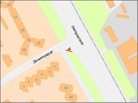 Схема рекламной плоскости по адресу Запорожское шоссе - Джинчарадзе ул., правая