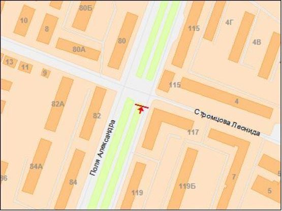 Схема рекламної площини за адресою Поля пр. - Стромцова ул., в центр