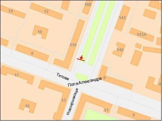 Схема рекламной плоскости по адресу Поля пр. - Титова ул., из центра