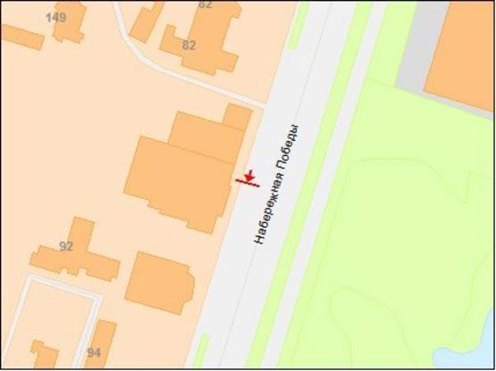 Схема рекламной плоскости по адресу Набережная Победы ул., 86, из центра