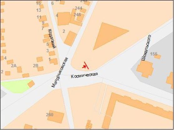 Схема рекламної площини за адресою Космическая ул. - Мандрыковская ул., правая