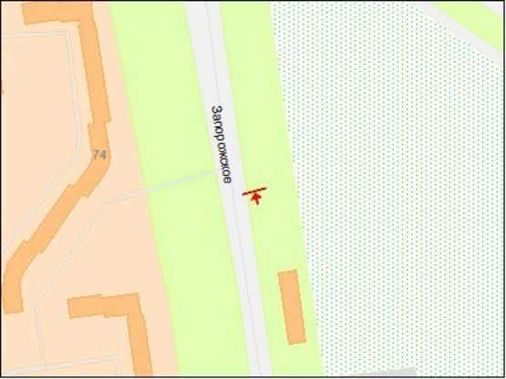 Схема рекламной плоскости по адресу Запорожское шоссе, 53б, призматрон въезд в город