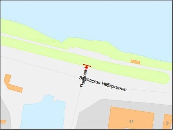 Схема рекламної площини за адресою Заводская Набережная ул. - Павлова ул., левая