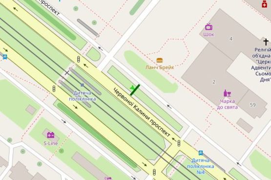 Схема рекламной плоскости по адресу Червоної Калини просп. - Довженка вул., 2