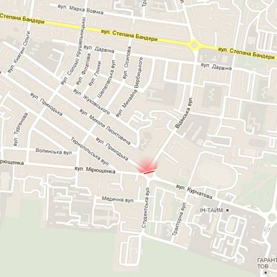 Схема рекламної площини за адресою м. Рівне, кільце на перехресті вул. Відінської та вул. Курчатова