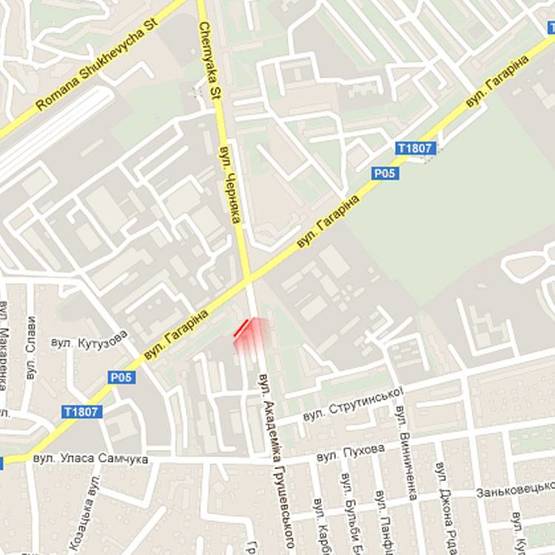 Схема рекламной плоскости по адресу м. Рівне, вул. Грушевського, перехрестя з вул. Гагаріна