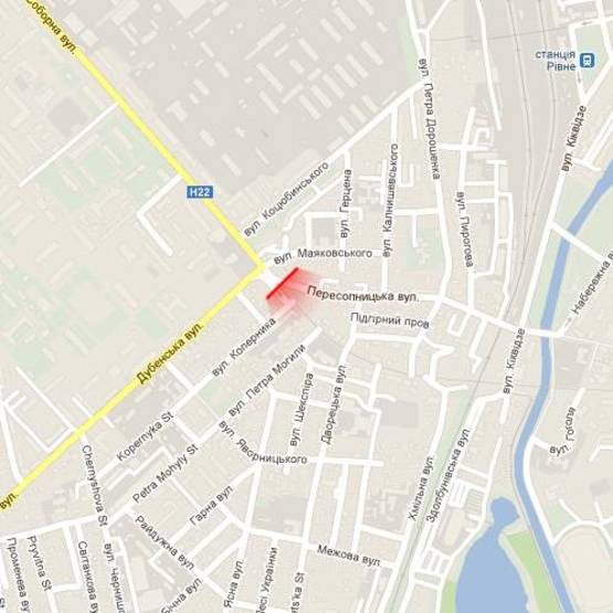 Схема рекламной плоскости по адресу м. Рівне, вул. Соборна, перехрестя з вул.Пересопницькою