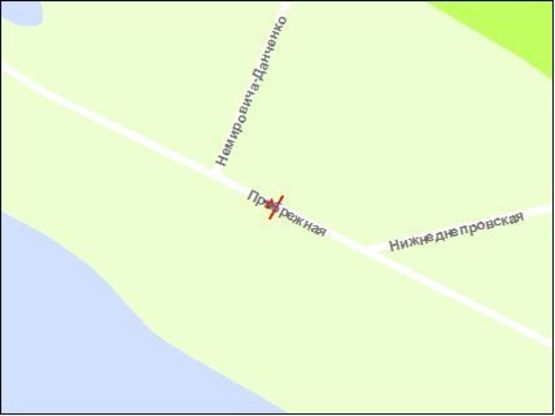 Схема рекламної площини за адресою Набережна магістраль  – вул.Немировича-Данченка, "Рибацький стан", напрямок руху до вокзалу (призматрон)