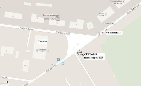 Схема рекламной плоскости по адресу бул.Вінтера —в ул.Кияшко, напротив супермаркету «Сільпо» (призматрон)