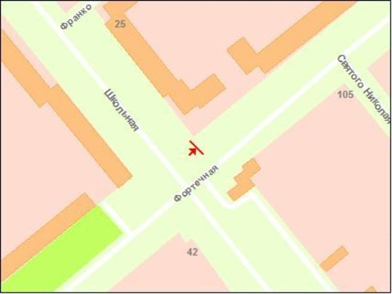 Схема рекламной плоскости по адресу вул.Шкільна - вул.Фортечна , ст.Б (призматрон)