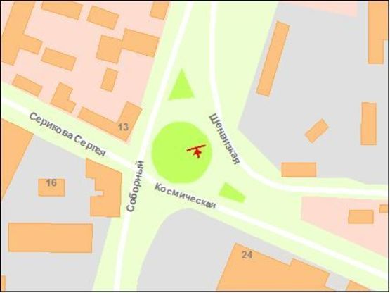 Схема рекламної площини за адресою пр.Соборний -вул.Космічна (коло), обличчям на Космос (призматрон)