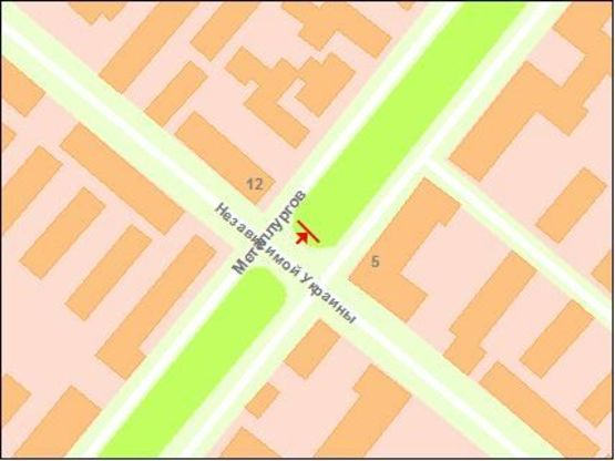 Схема рекламної площини за адресою пр.Металургів - вул.Незалежної України (призматрон)